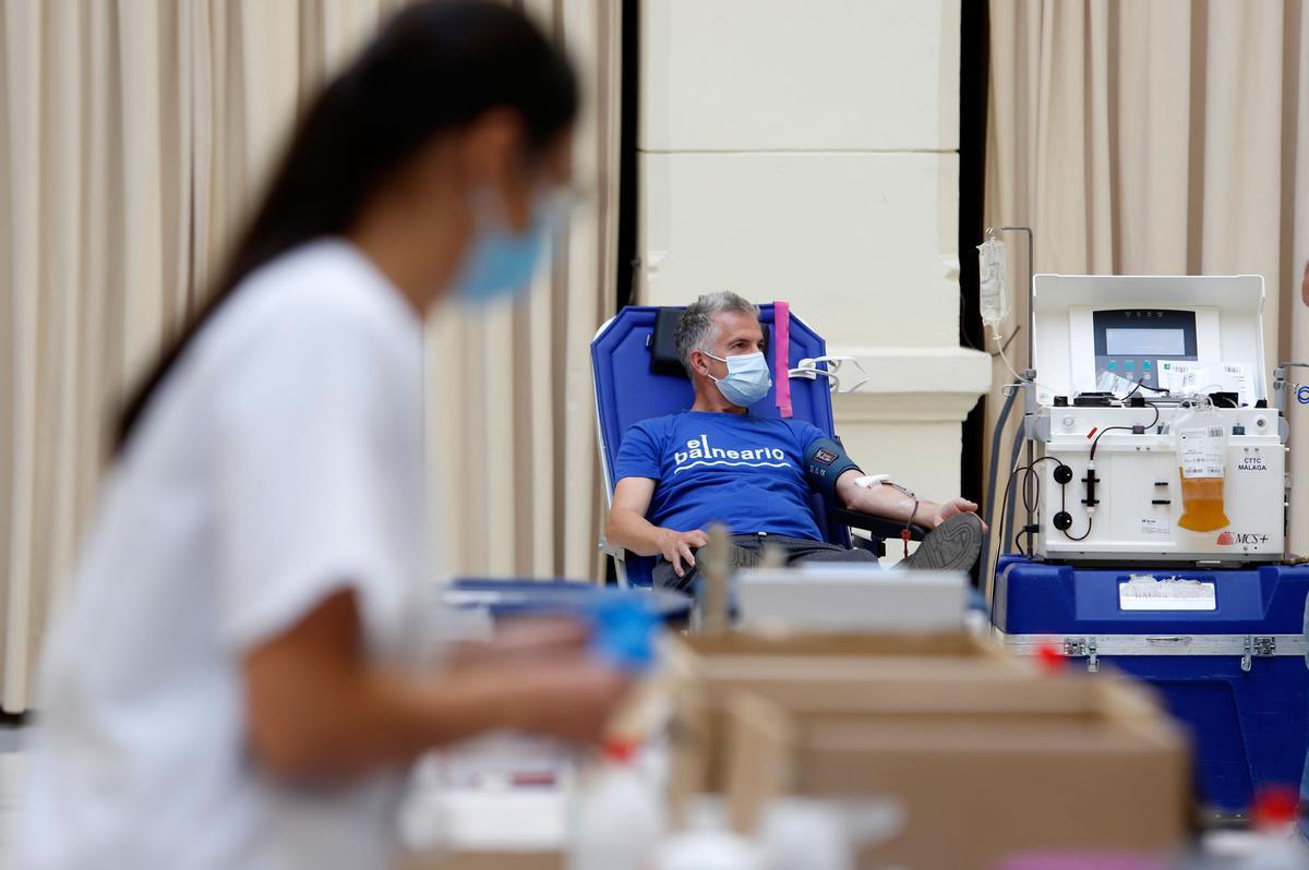 Donación de sangre en el Ayuntamiento de Málaga, en una imagen de archivo.