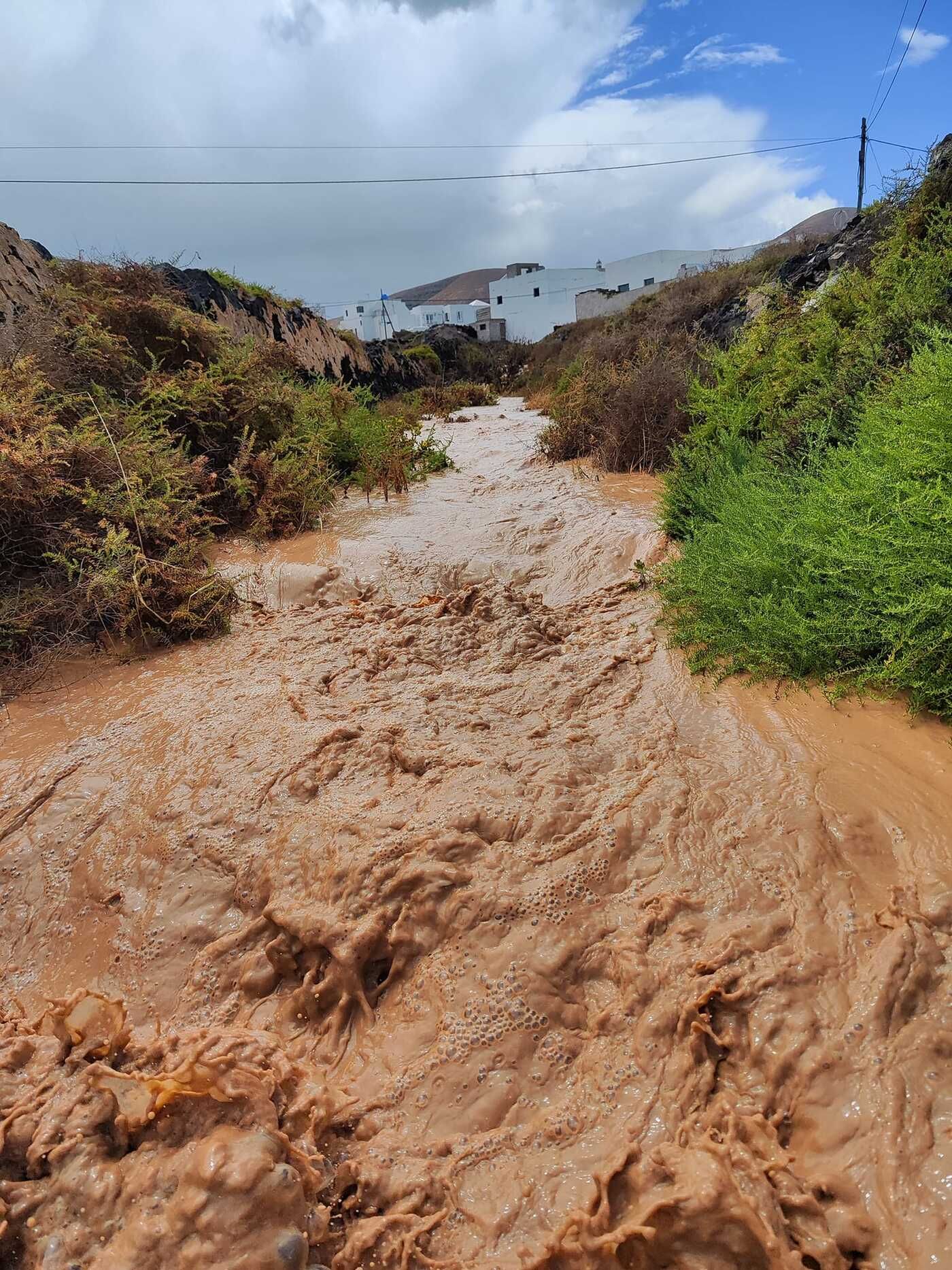 Efecto de la lluvia de la DANA en Órzola (Haría), en el norte de Lanzarote