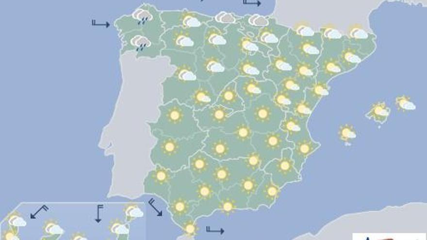 Cielos nubosos al norte de Canarias y probabilidad de lluvias débiles