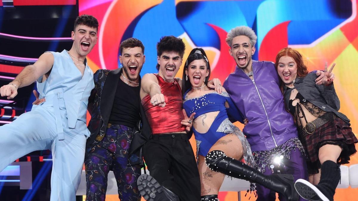 Juanjo, Luscas, Martin, Naira, Paul Thin y Ruslana, finalistas de 'OT 2023'.