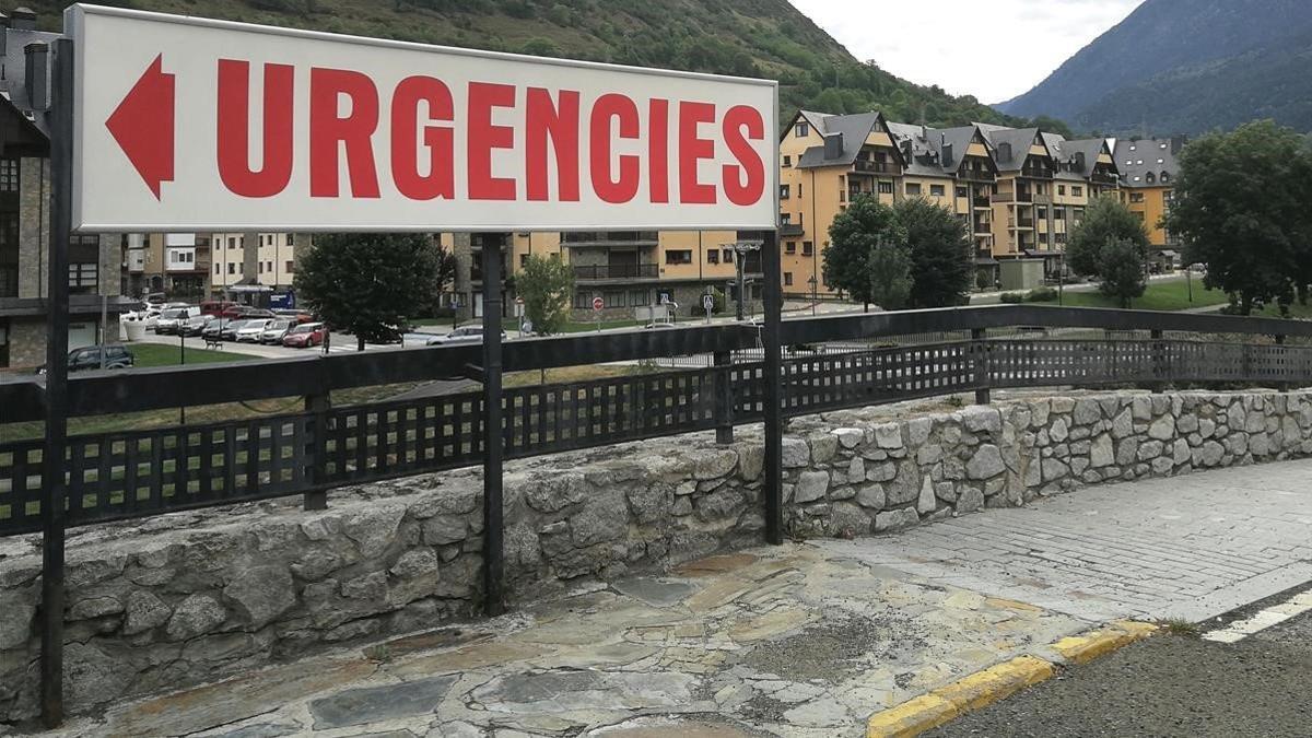 Zona de acceso a Urgencias del Hospital de la Val d'Aran de Vielha.