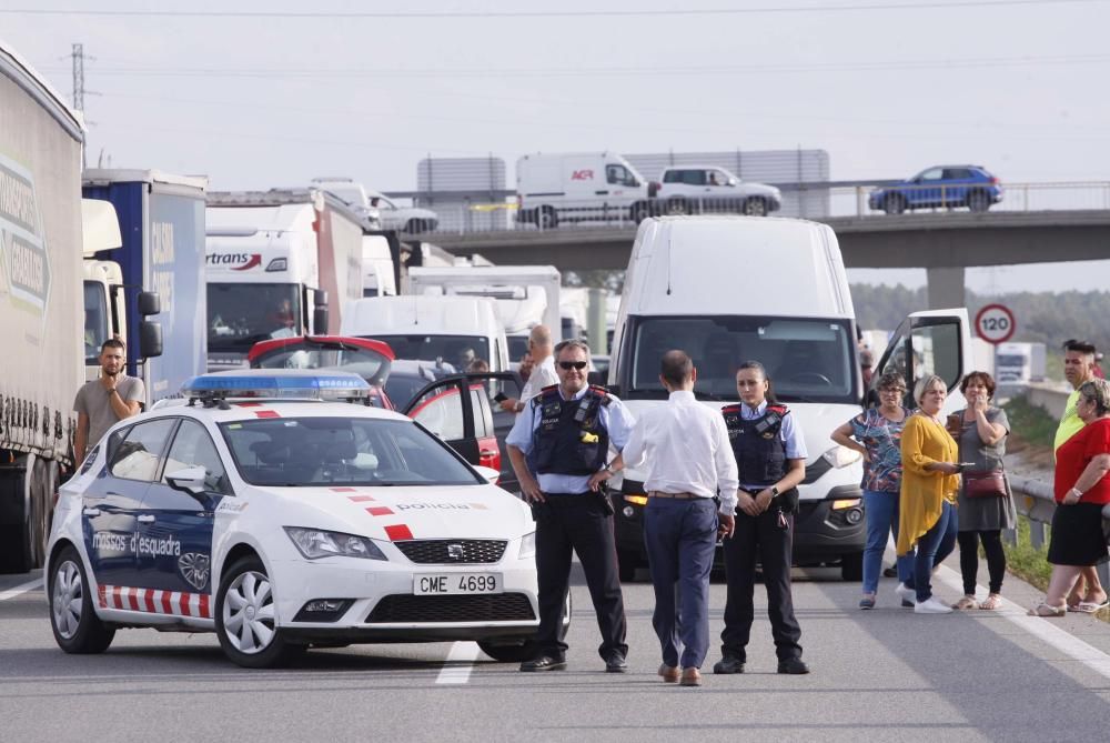 Tall de l'autopista AP-7 a Girona sud per protestar per la sentència del procés