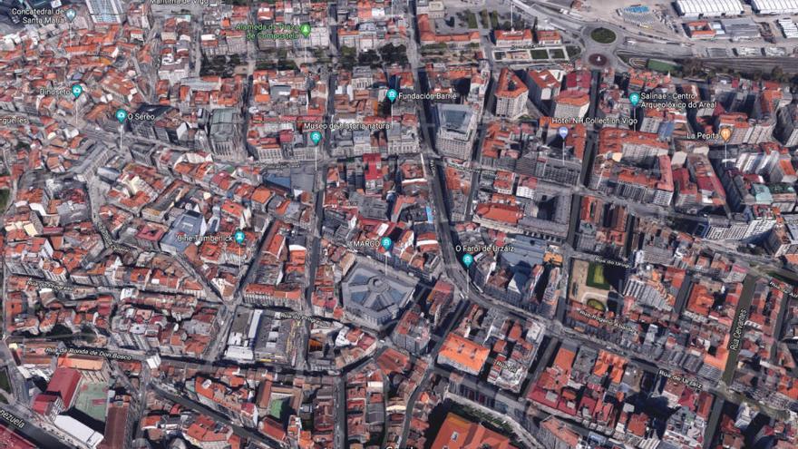 Vista aérea del centro de Vigo. // GSV