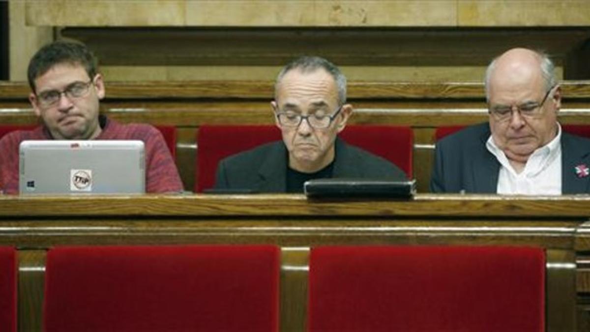 Los diputados de Catalunya Sí que es Pot Albano Dante, Joan Coscubiela y Lluís Rabell.