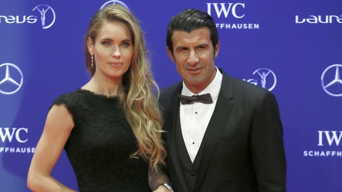 Luis Figo junto a su esposa Helen Svedin durante los premios Laureus