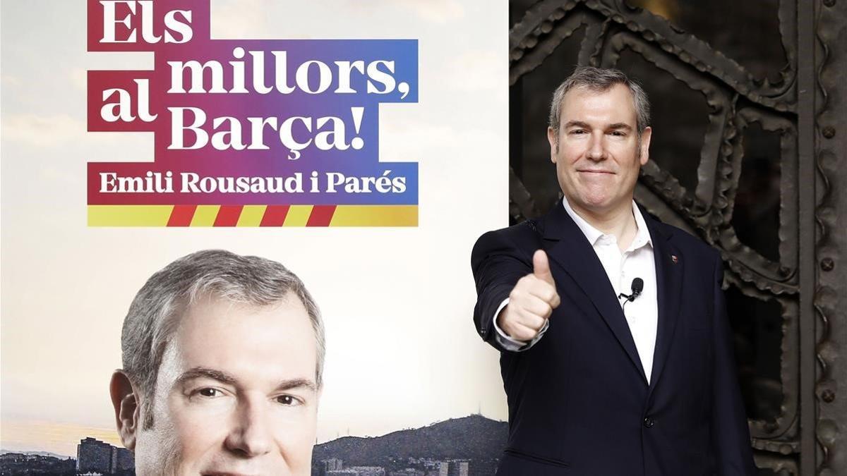 El empresario Emili Rousaud posa para la prensa grafica durante la presentacion este jueves en Barcelona de su precandidatura a las elecciones del FC Barcelona