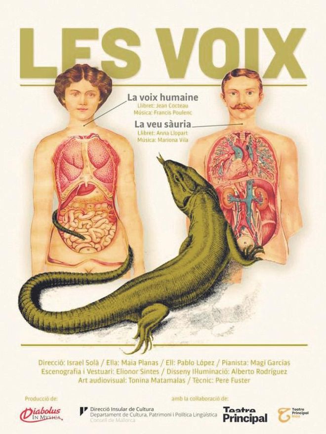 Mann, Frau und Echse: Das Plakat zum Opern-Doppel &quot;Les Voix&quot;.