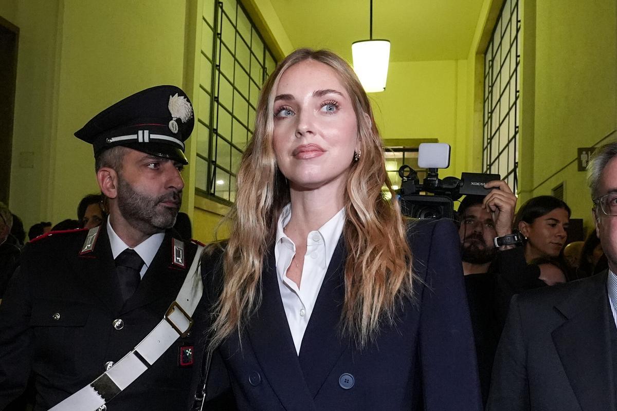 Chiara Ferragni, a la salida del juicio de este martes, en Milán.