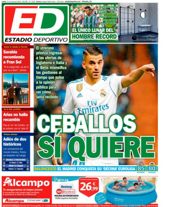 Portadas deportivas del lunes 21 de mayo