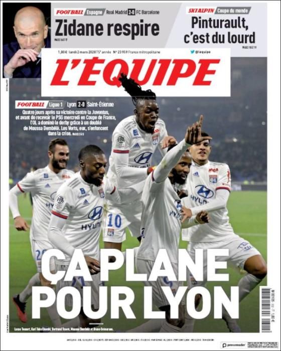 Portada L'ÉQUIPE lunes 2 marzo 2020