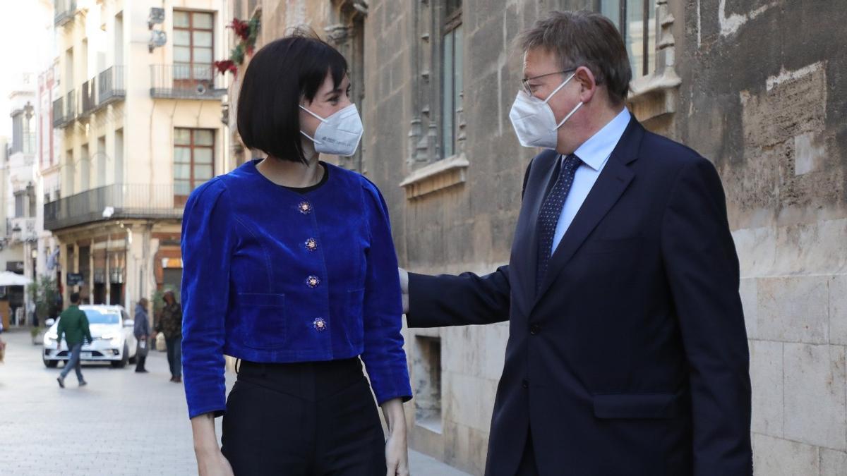 La ministra de Ciencia, Diana Morant, acude al Palau de la Generalitat para reunirse con Ximo Puig.