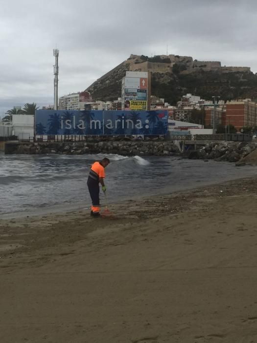 La playa del Tiro de Pichón también ha sufrido las consecuencias de las lluvias