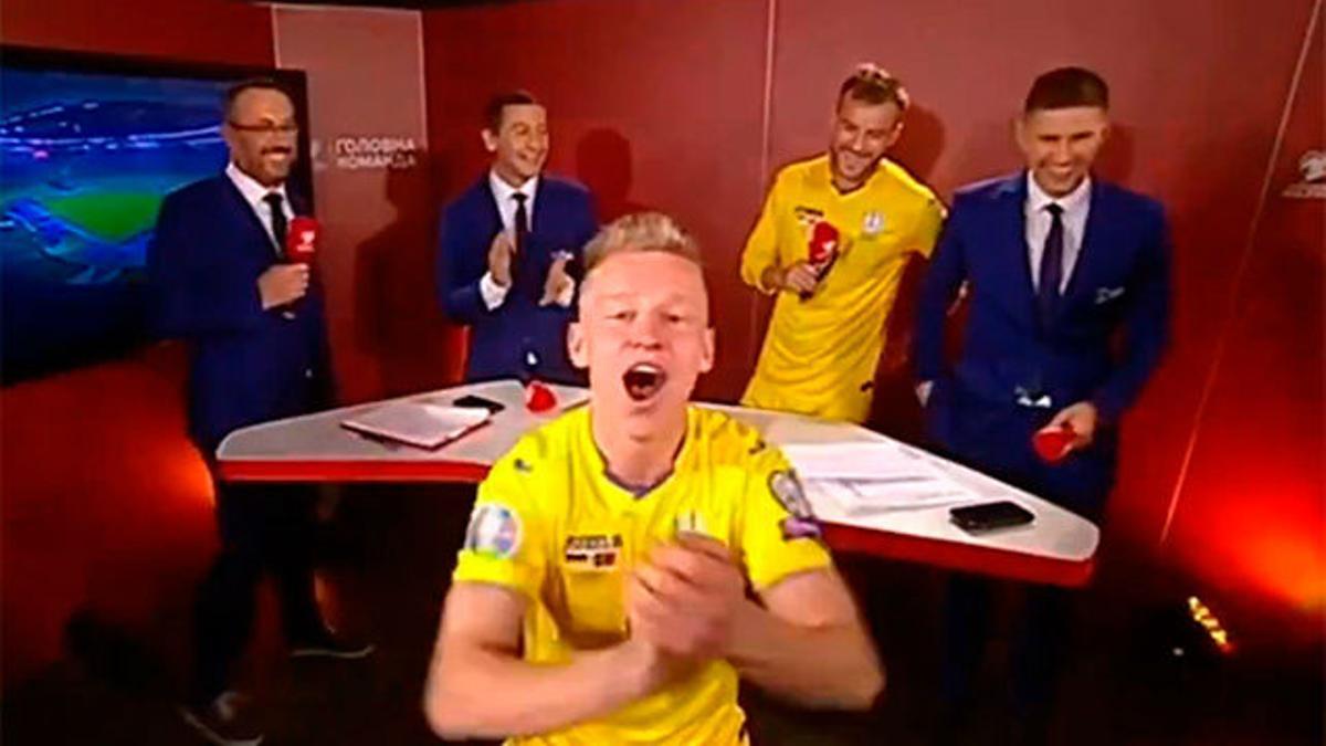 La loca celebración de Zinchenko tras clasificarse Ucrania para la Eurocopa