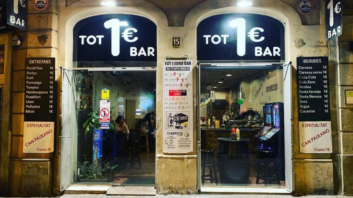 El bar en que todo cuesta 1 euro: el último viral de Barcelona