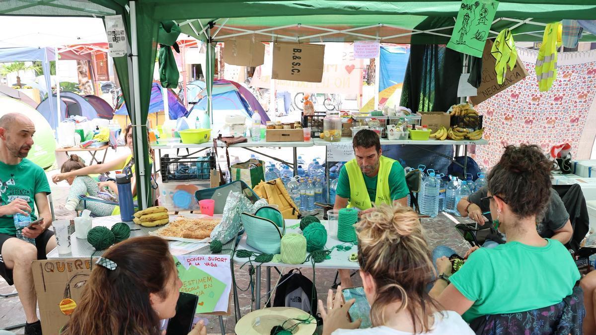 Los profesores mantienen el pulso con la acampada Plaza de la Virgen en plenos preparativos del Corpus