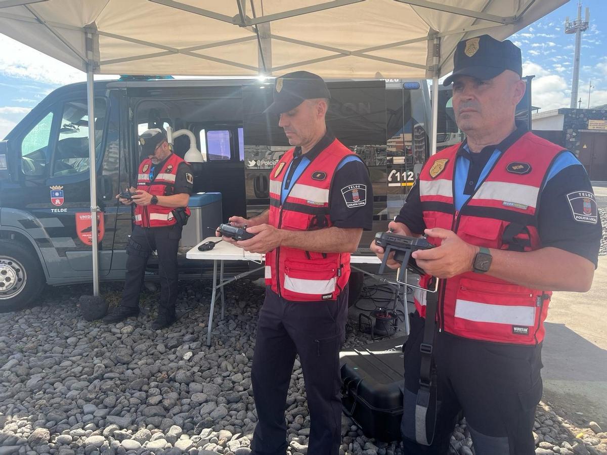 UniDron de la Policía Local de Telde colabora en Los Indianos de La Palma.