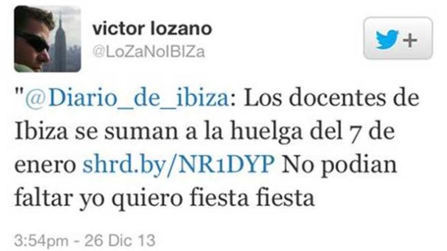 El tweet del edil que criticaba a los docentes.