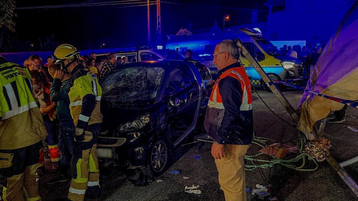 Estat en el qual va quedar el vehicle que va atropellar diverses persones a Vilanova de Arousa.