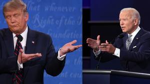 CLEVELAND, OHIO - SEPTEMBER 29: U.S. President Donald Trump participates in the first presidential debate against Democratic presidential nominee Joe Biden at the Health Education Campus of Case Western Reserve University on September 29, 2020 in Cleveland, Ohio. This is the first of three planned debates between the two candidates in the lead up to the election on November 3.   Win McNamee/Getty Images/AFP