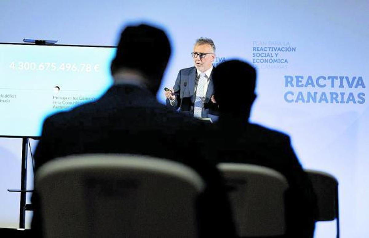 El presidente del Gobierno, Ángel Víctor Torres, en la presentación del ‘Plan de Reactivación Social y Económica’.