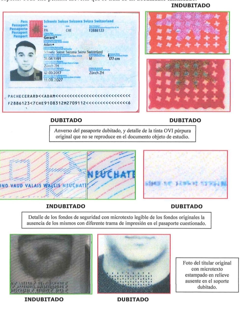 Análisis del pasaporte del sospechoso.