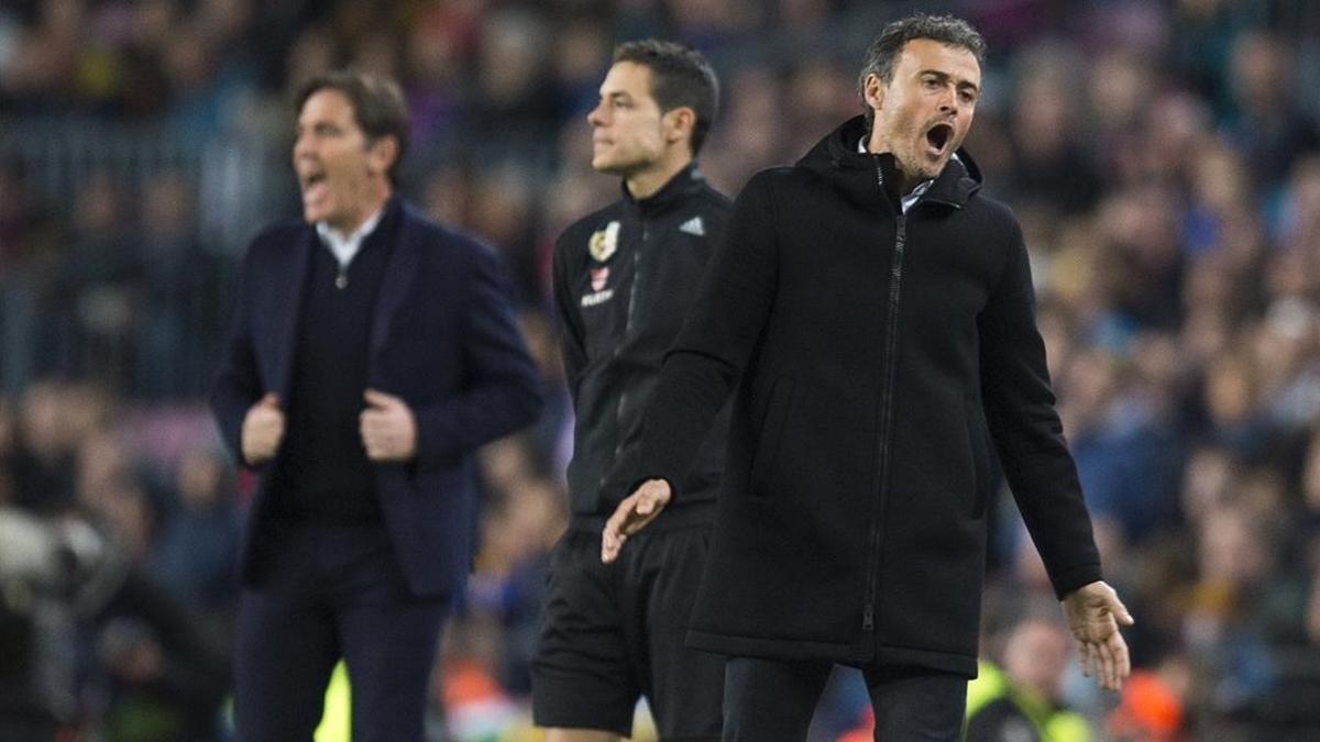 Luis Enrique, en un momento del partido ante el Celta.