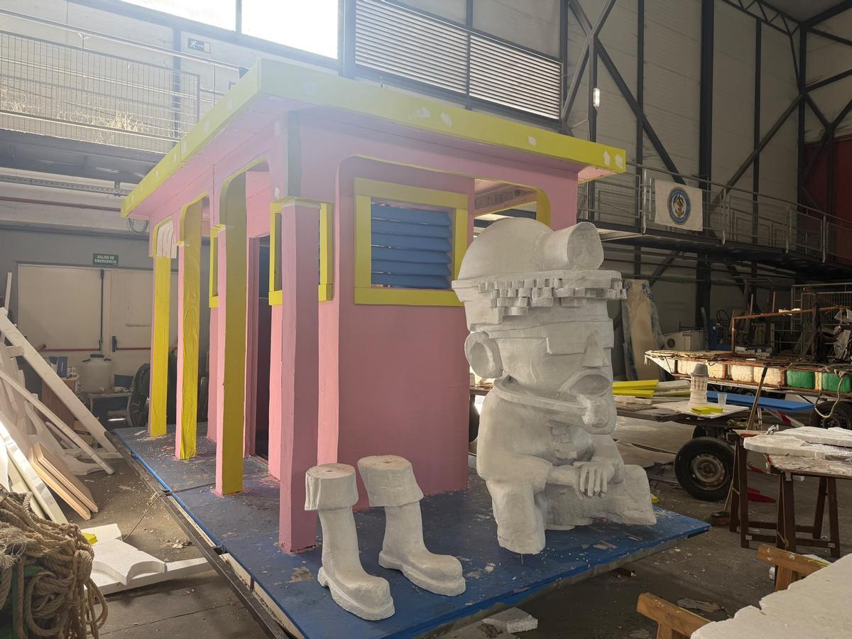 La Casita de la peña "Los del 14" con un Bad Bunny minero.