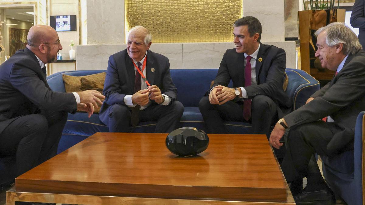 Guterres, Michel, Borrell y Sánchez se reúnen en El Cairo antes de Cumbre de la Paz