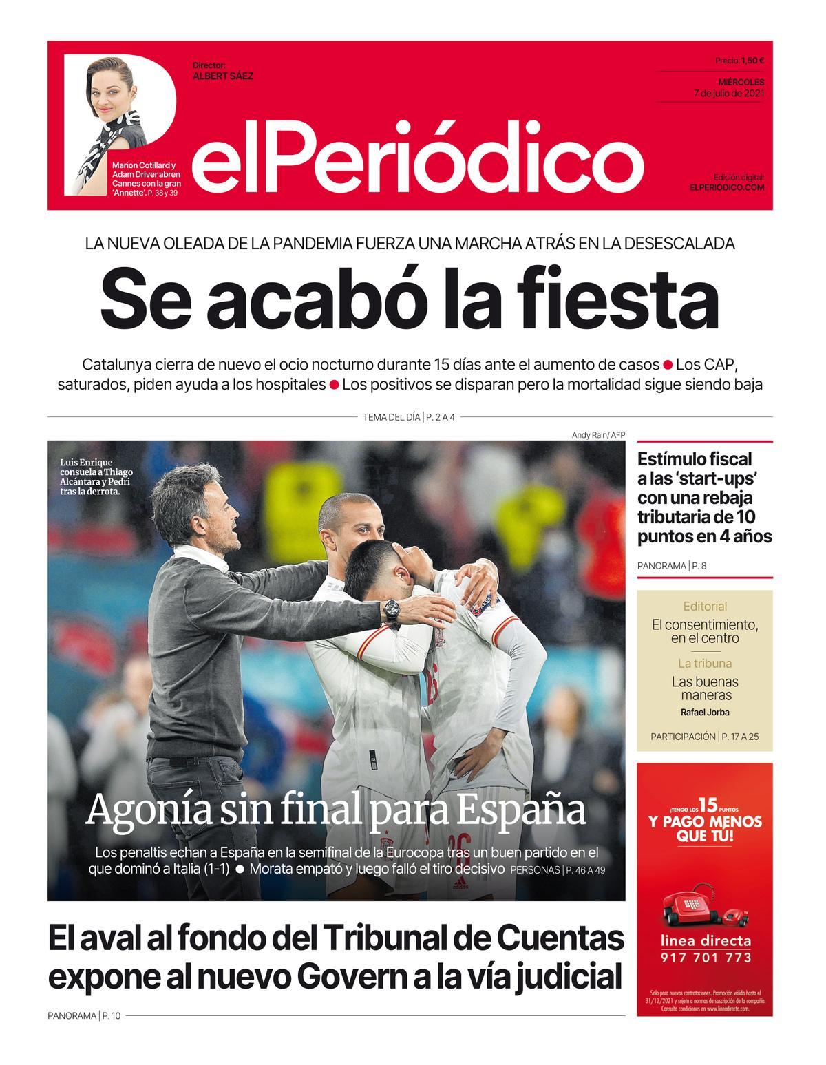 La portada d’EL PERIÓDICO del 7 de juliol del 2021