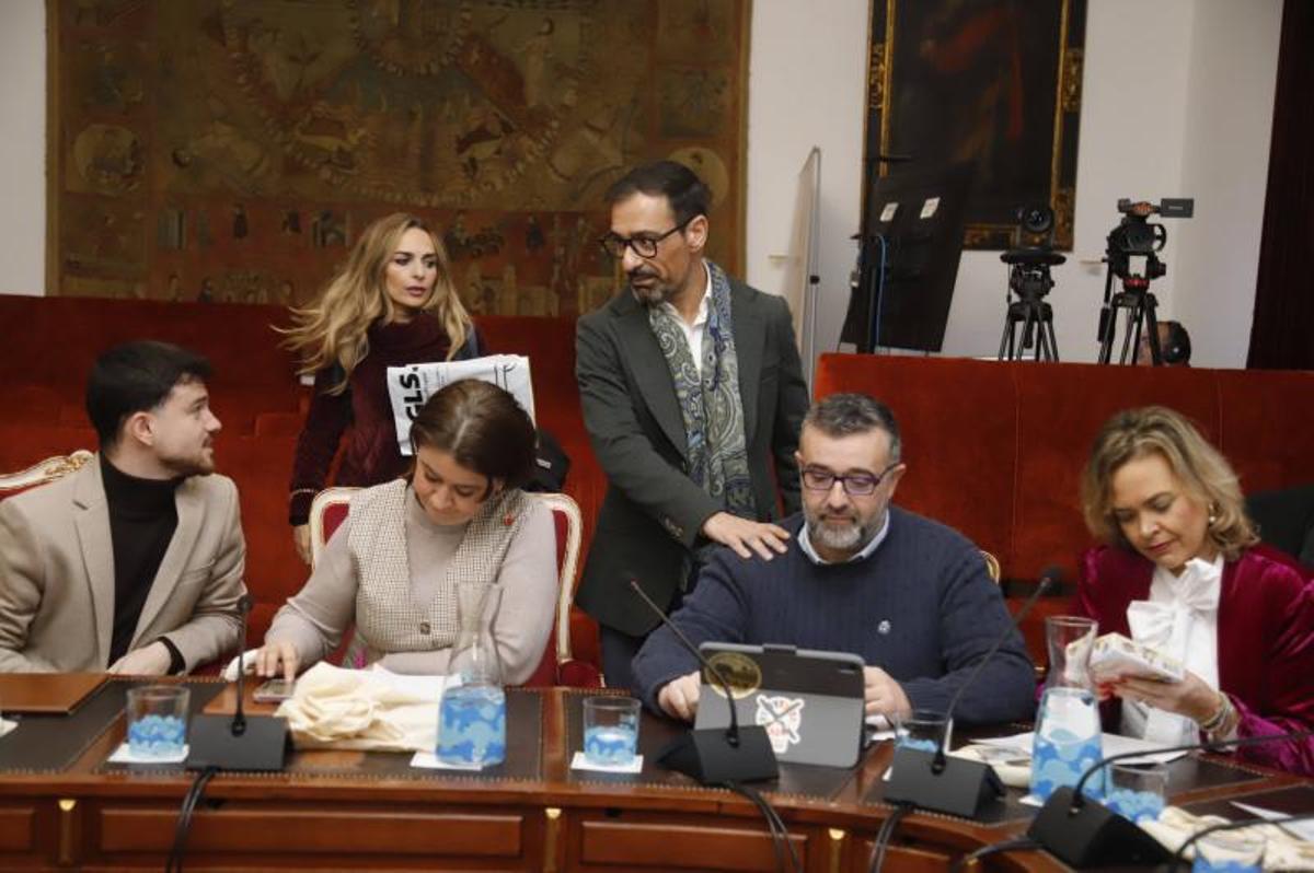 Félix Romero, en el centro, durante el Pleno de la Diputación de este miércoles.