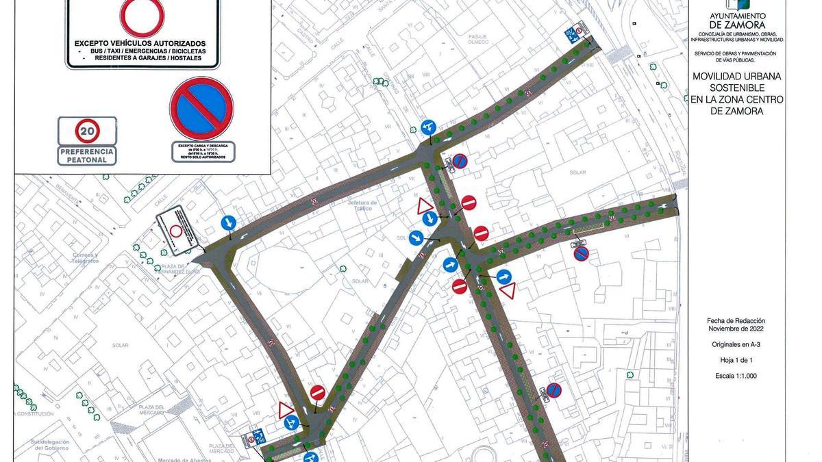 Nuevas ubicaciones de carga y descarga en el plano de Zamora.