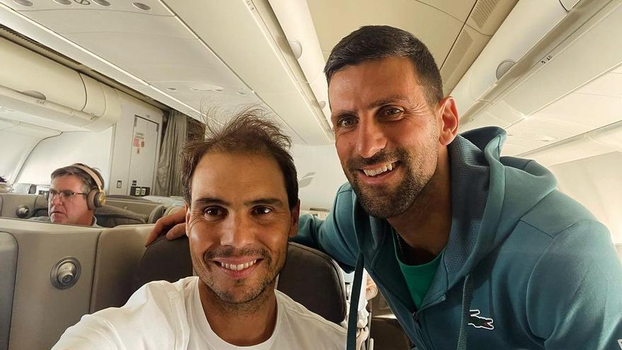 Rafa Nadal y Novak Djokovic vuelan juntos a Indian Wells