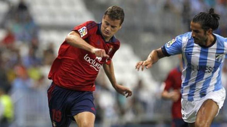 Riera y Angeleri, en un partido de la pasada campaña en La Rosaleda.