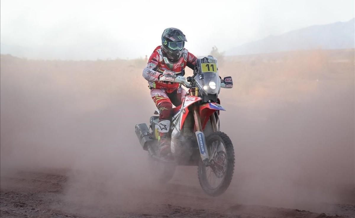  El piloto de Castelló,  Joan Barreda, al inicio de la tercera etapa del Dakar. 