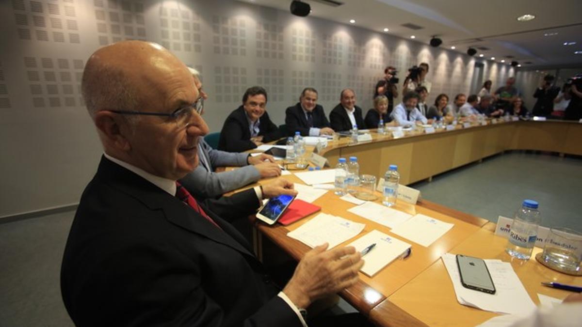 Josep Antoni Duran Lleida, en la reunión de la dirección de Unió, ayer.