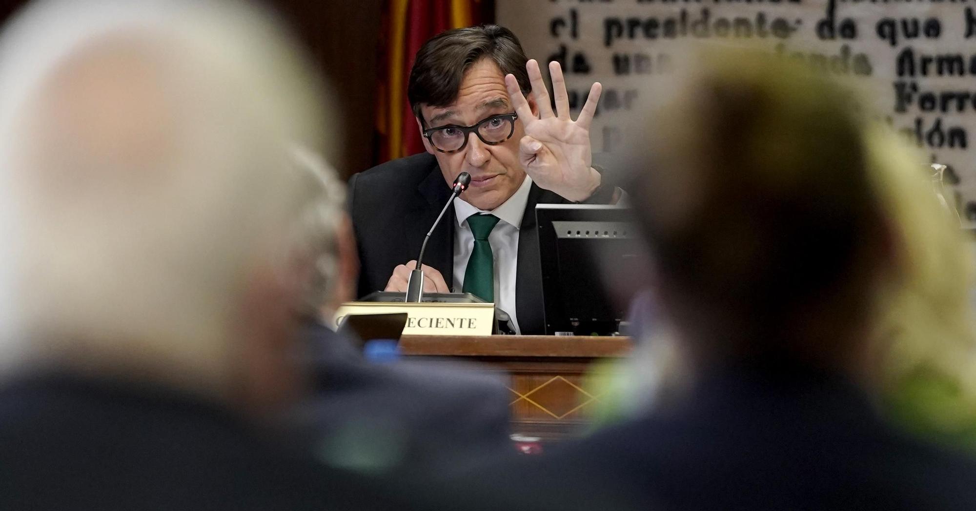 Salvador Illa, exministro, durante su comparecencia en el Senado en la Comisión sobre la venta de mascarillas.