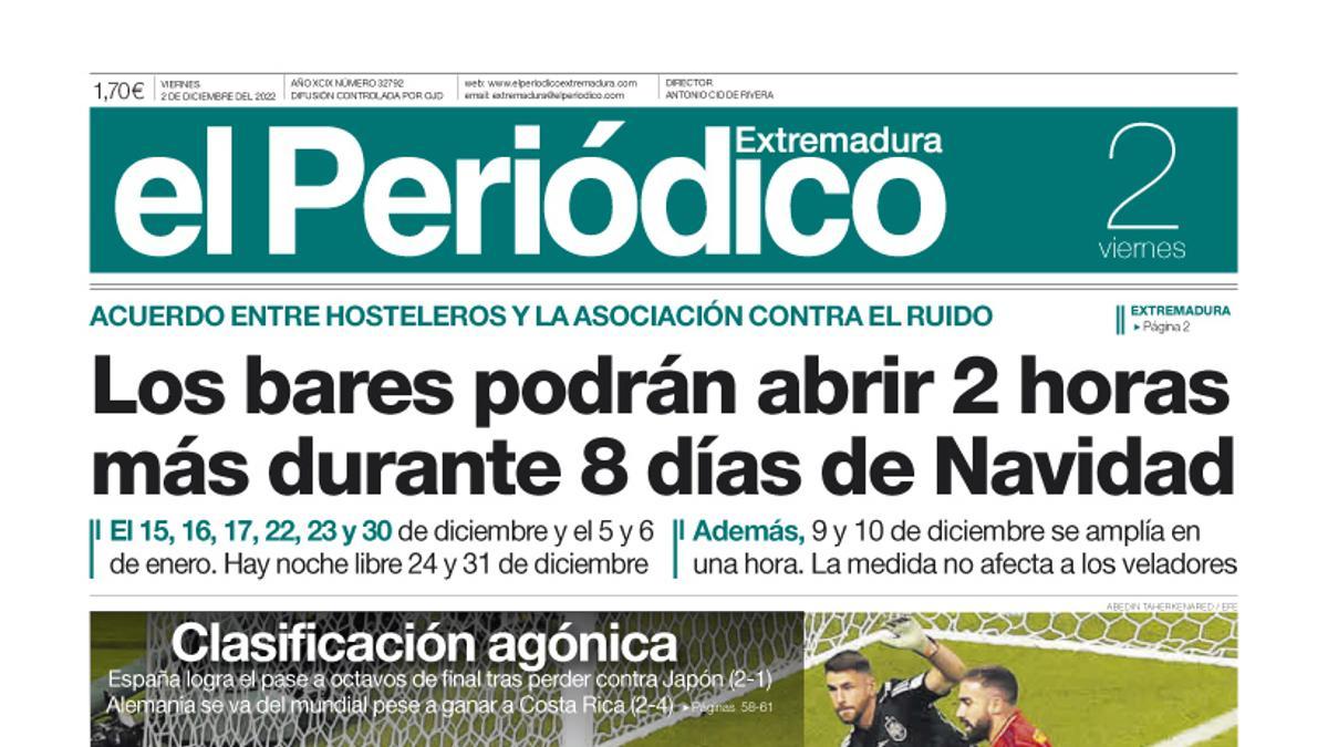 Consulta la portada correspondiente al día 2 de diciembre de 2022