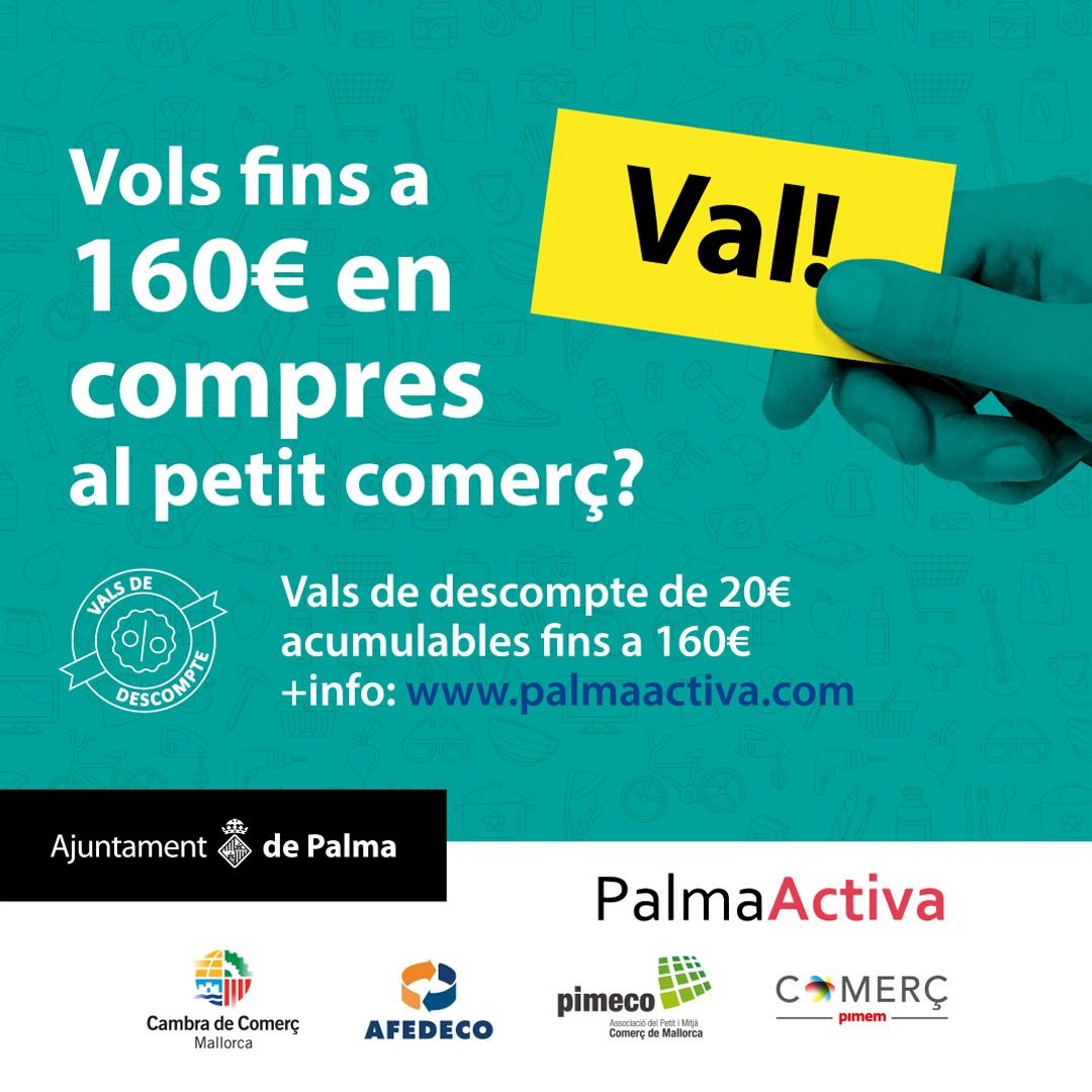 La iniciativa de los vales de descuento para el comercio local de Palma estará hasta el 20 de noviembre.