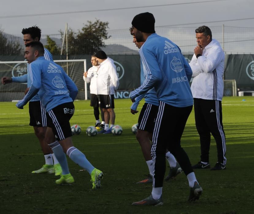 La primera sesión de entrenamiento de Óscar García al frente del Celta