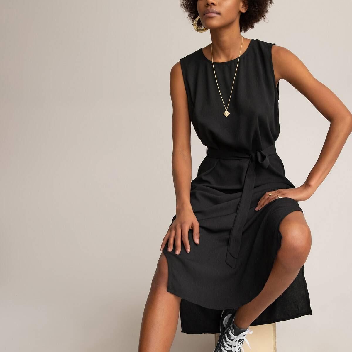 Vestido recto sin mangas con cinturón de La Redoute