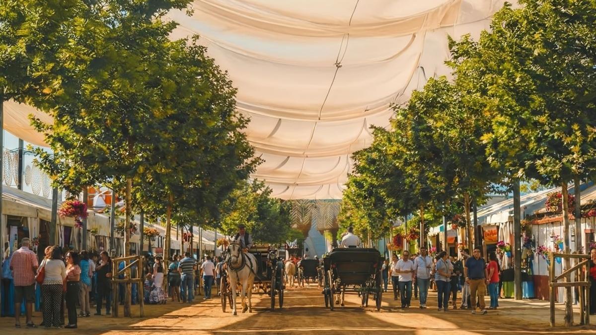 Recreación virtual del entoldado de las dos calles principales de la Feria de Córdoba tal y como lo ha anunciado el alcalde de la ciudad, en una imagen facilitada por el Ayuntamiento.