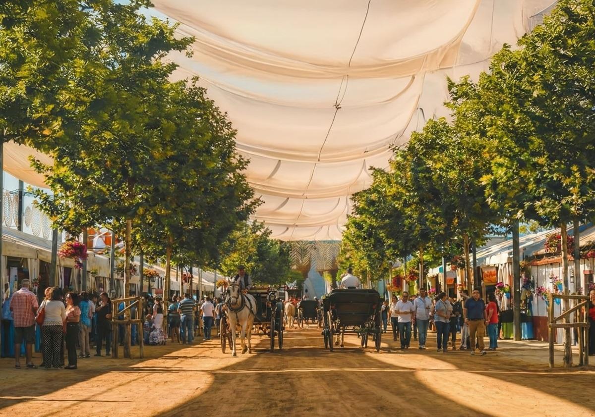 Recreación virtual del entoldado de las dos calles principales de la Feria de Córdoba tal y como lo ha anunciado el alcalde de la ciudad, en una imagen facilitada por el Ayuntamiento.
