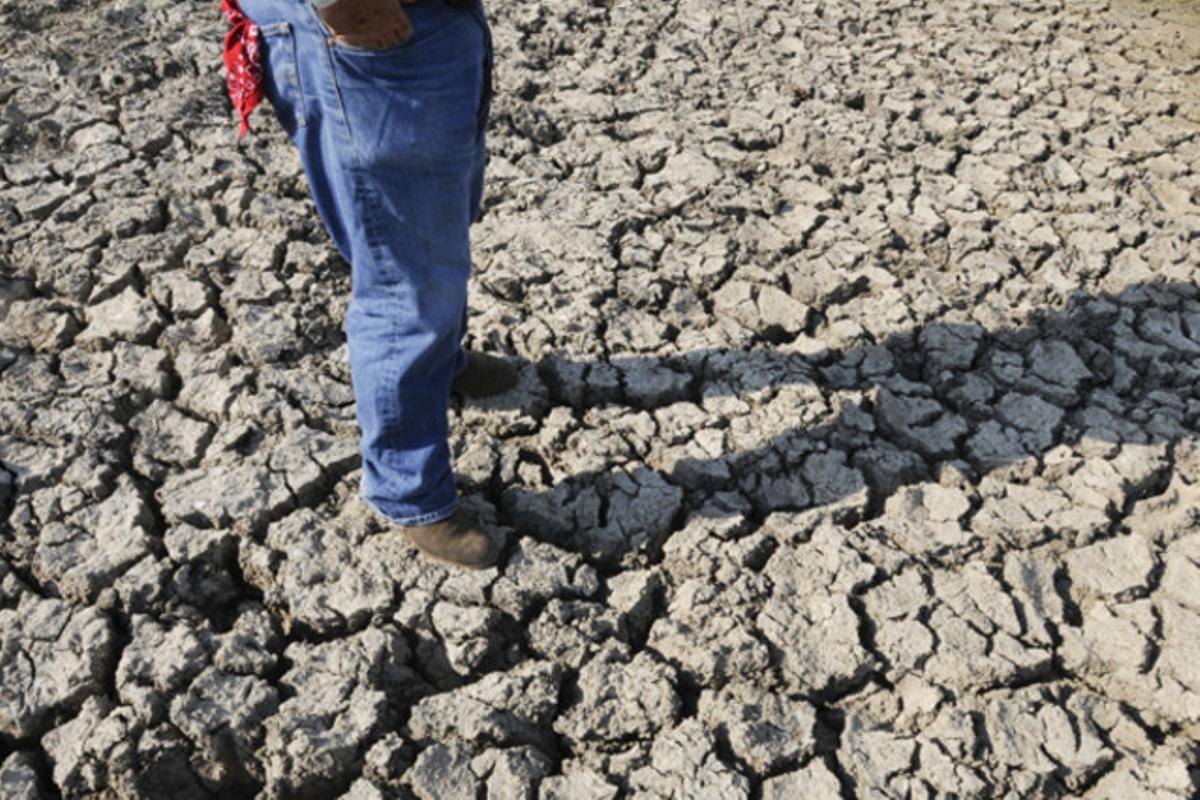 Pete Bonds, un granger de Texas, comprova els efectes de la sequera en el seu ranxo de Saginaw (EUA).