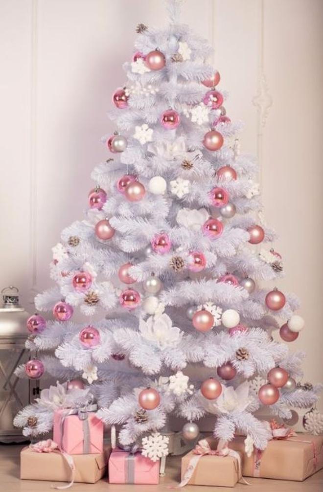 Árbol Navidad blanco y rosa