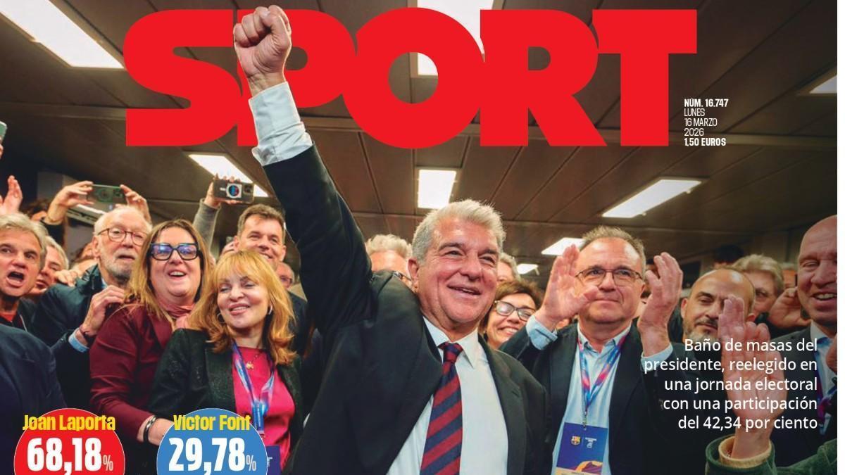 Esta es la portada de SPORT de hoy, lunes 17 de marzo