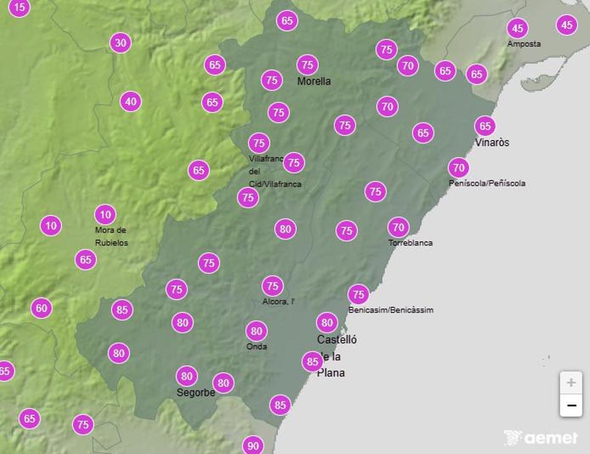 Probabilidad de precipitaciones en la jornada del sábado