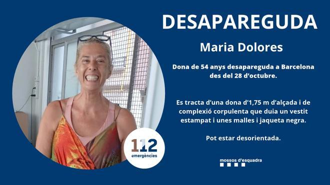 Desaparecida una mujer de 54 años en Barcelona que los Mossos buscan desde el miércoles