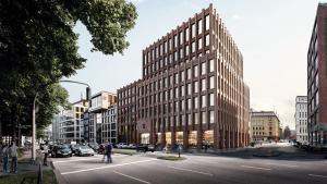 Edificio de la sede de Telefónica en Alemania en la ciudad de Hamburgo que ha comprado Sandra Ortega.