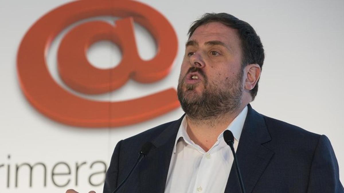 El líder de ERC, Oriol Junqueras, en el foro Primera Plan@ de EL PERIÓDICO el pasado viernes.