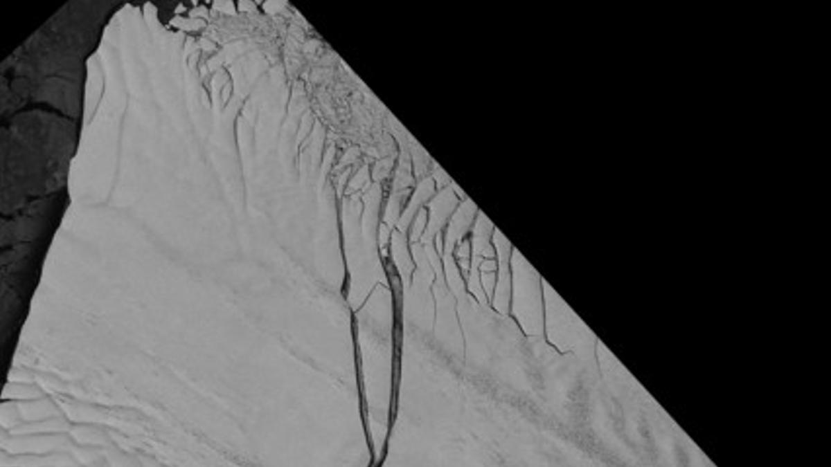 El nuevo iceberg surgido del glaciar Pine Island, fotografiado por el satélite aleman TerraSar-X.